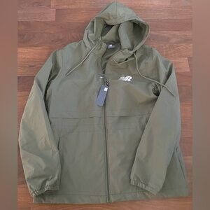 New Balance Men's Green Hooded Windbreaker Fleece Lined Size L